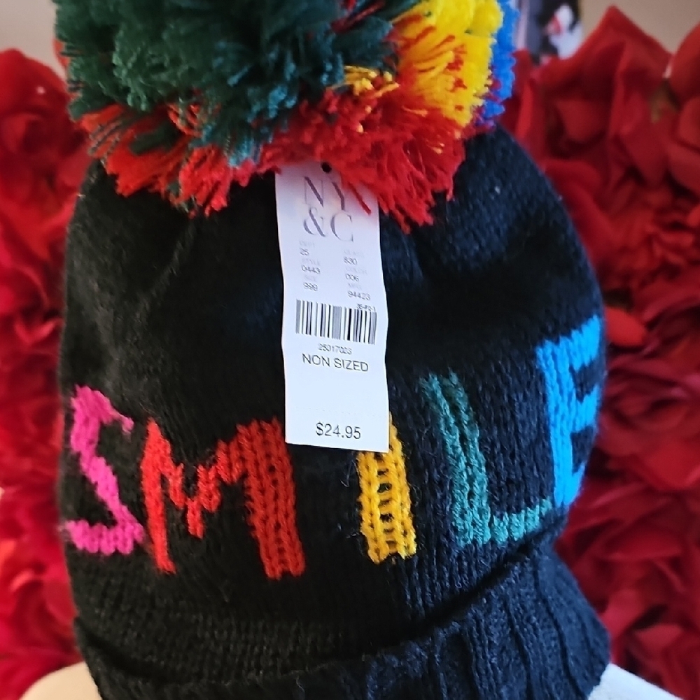 Colorful Knit Beanie with Pom Pom